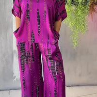 Kirsten | stilvoller Satin-Freizeitanzug mit rundem Ausschnitt für Damen