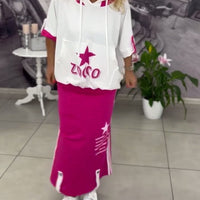 Hasela | Set mit Kapuze Kordelzug bedruckter Rock