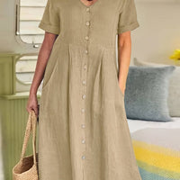 Nelian | Feminines Kleid mit Herzausschnitt und Knöpfen