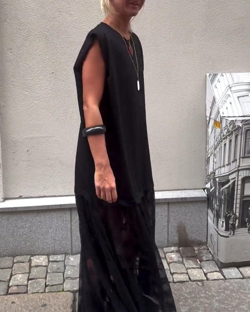 Milani | Patchwork Kleid, ärmellos & aus Mesh