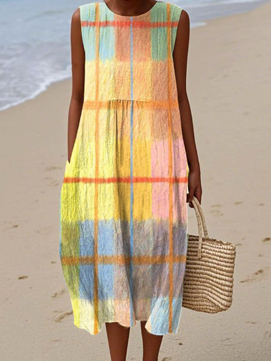 Gela | Ärmelloses Kleid mit Karomuster