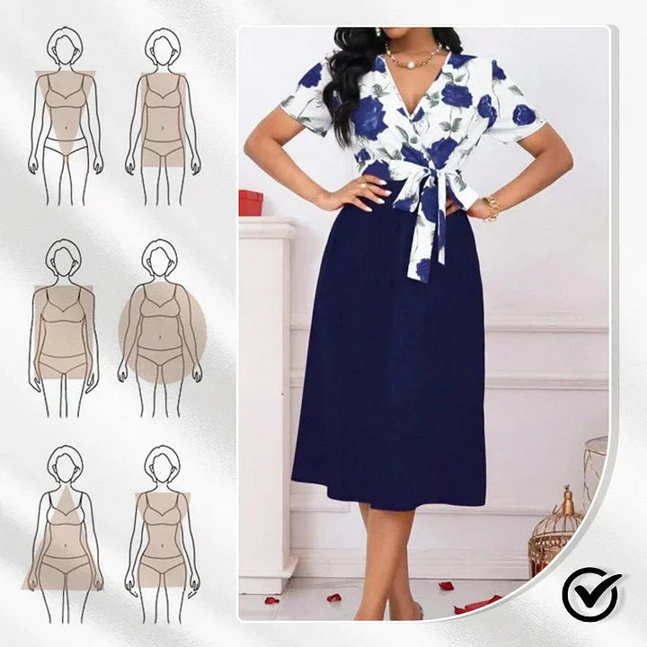 Echa | Geblümtes Midikleid in Wickeloptik