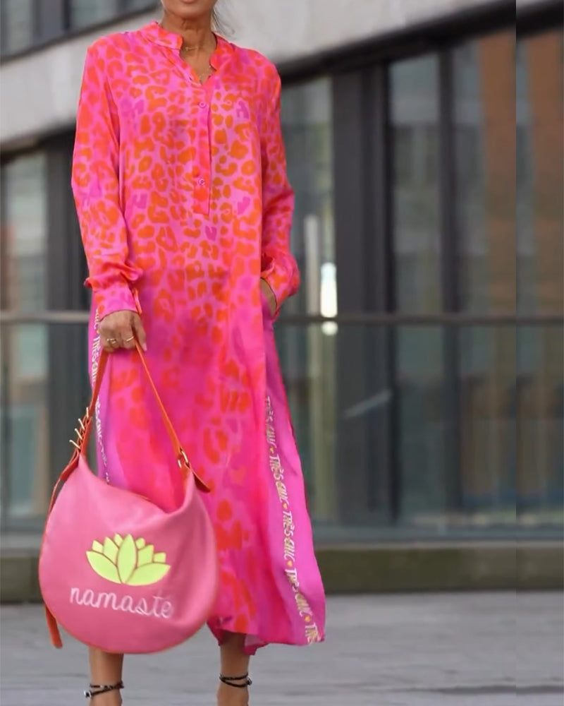 Keyla | modisches Kleid mit Leopardenmuster und Schlitz