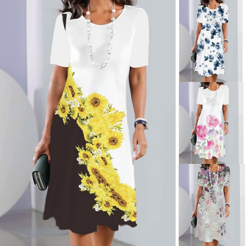 Luby | Lebhaftes Naturdesign Midi-Kleid