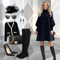 Liarra | Kleid mit Laternenärmeln & Stehkragen