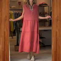 Aromea | Locker geschnittenes ärmelloses Kleid mit Knopfleiste