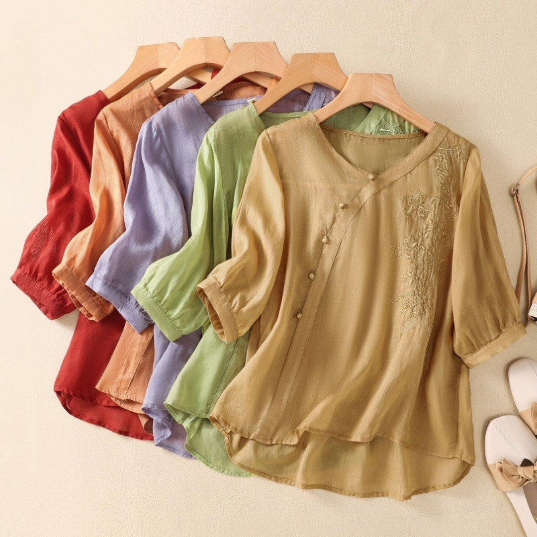 Lorry | Stylische Tunika mit innovativen asymmetrischen Knöpfen