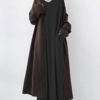 Frieda | elegantes Damenkleid mit V-Ausschnitt und langen Ärmeln