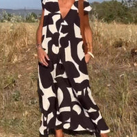 Dua | Bedrucktes Kleid mit V-Ausschnitt