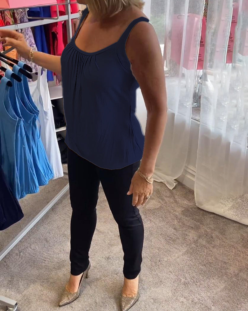 Sophie | Stylisches ärmelloses Oberteil mit Plisseedetails