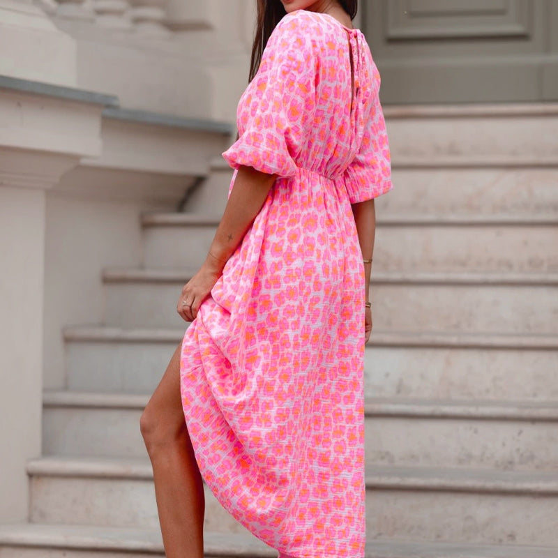 Annie | Kleid mit V-Ausschnitt und Print