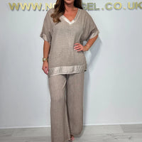 Lenie | Baumwoll-Leinen Anzug mit V-Ausschnitt