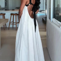 Ria | Zweifarbiges Bustier-Maxikleid