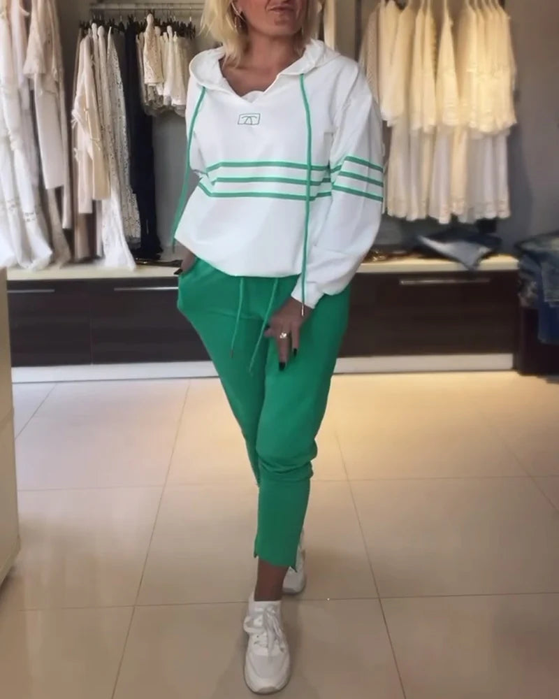 Eden | Gestreiftes Sweatshirt-Set - Oberteil & Unterteil