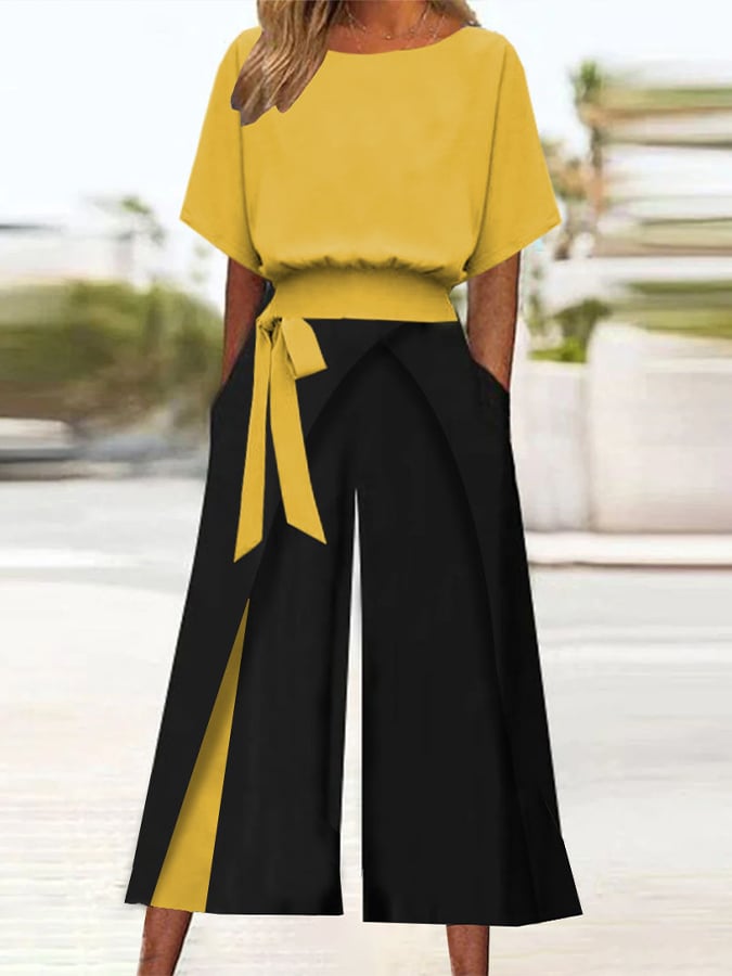 Lj | Lässiges zweiteiliges Set mit Rundhalsausschnitt