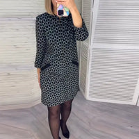 Caryn | Geometrisches Midikleid mit 3/4-Ärmeln