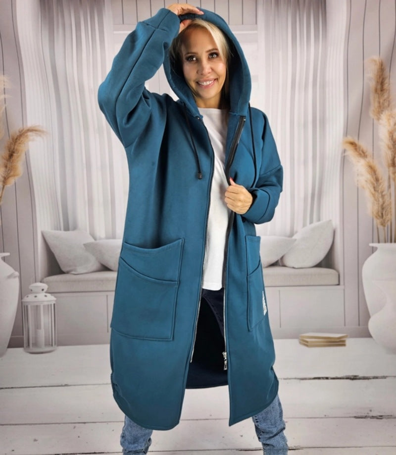 Venora | Langer Mantel mit Kapuze