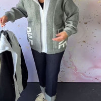 Marcelie | Langer Pullover-Mantel mit Print