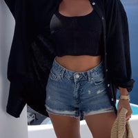 Miia | Bequemes Hemd mit glänzenden Paillettenperlen