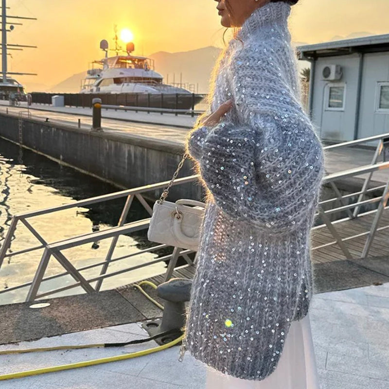 MaraKnit™ | Strickjacke mit Glitzerpailletten