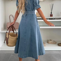 Luna | stilvolles Maxi-Jeanskleid mit langen Ärmeln für Damen