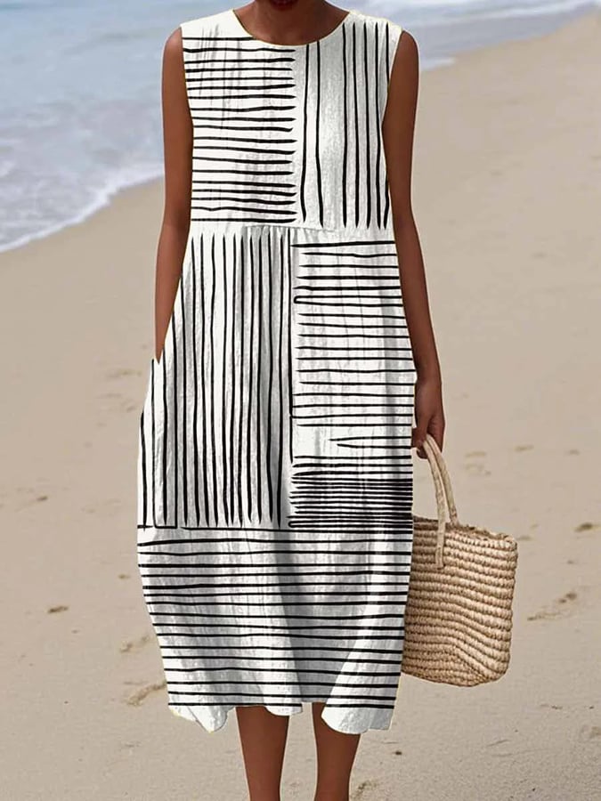 Mila | Baumwoll-Leinen Kleid mit Print