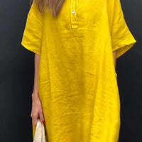 Zena | Luftiges Midikleid aus Leinen mit Kaskadensaum