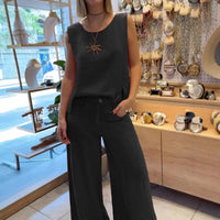 Giselle | Ärmelloses Hosenset aus Baumwolle und Leinen