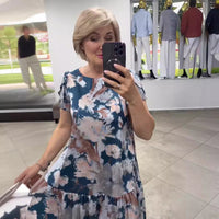 Sharaj | Elegantes Sommerkleid aus blumiger Baumwolle und Seide