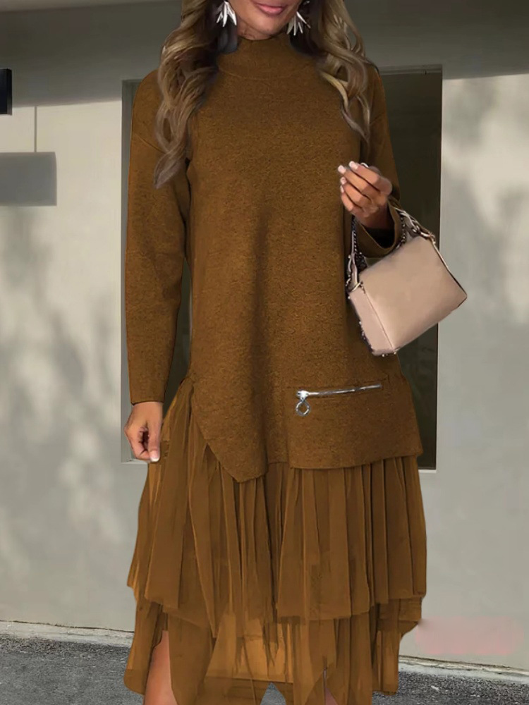 Luceria | Lässiger, modischer langer Rock mit Mesh-Spleiß