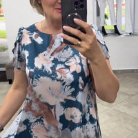 Sharaj | Elegantes Sommerkleid aus blumiger Baumwolle und Seide