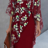 Risse | Midikleid mit floralem Überwurf