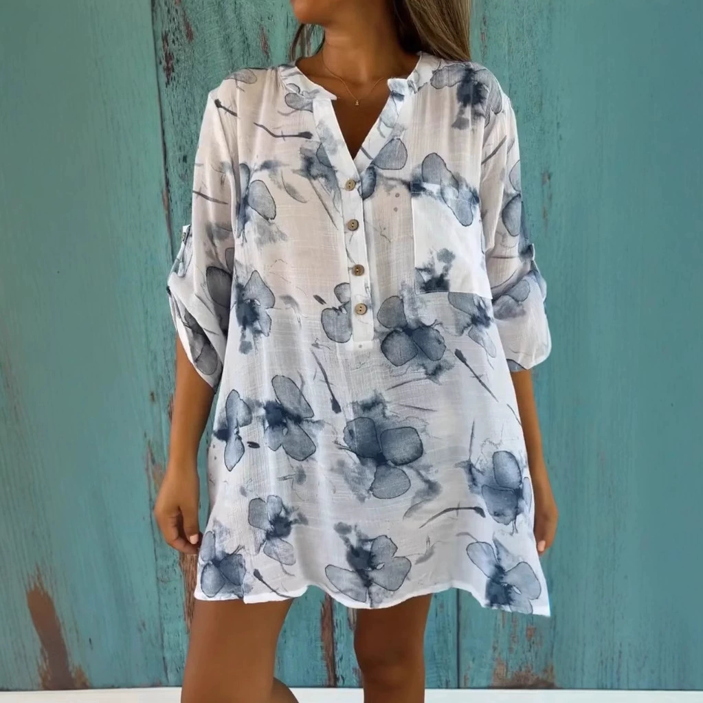 Arreya | Einfaches Pulloverhemd mit Blumendruck