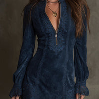 Zelicia | Blaues Wildleder-Minikleid