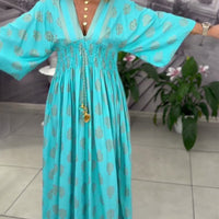 Nori | Kleid locker Urlaub Muster maxi Taille