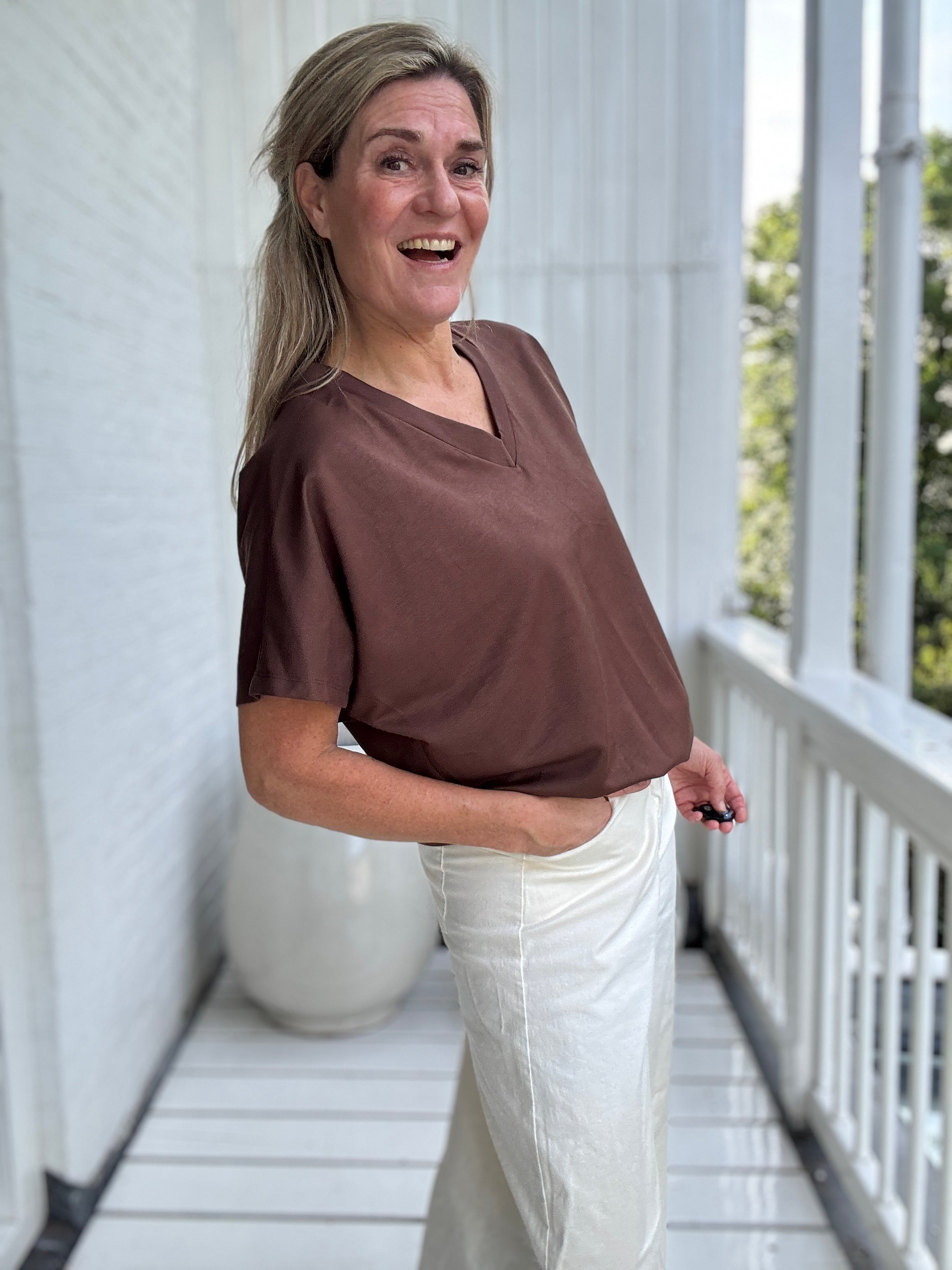 Sam | Stylisches Top mit Kartuschenmuster