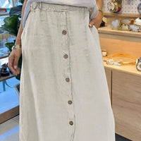 Estera | Midirock aus Leinen mit Knopfleiste und Taschen