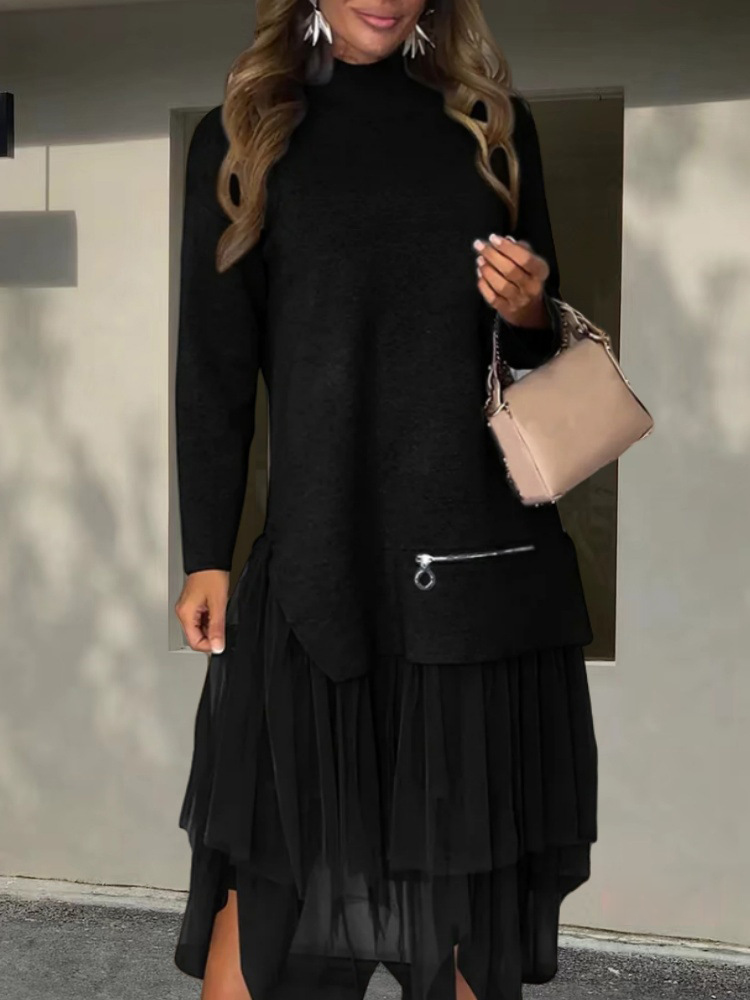 Luceria | Lässiger, modischer langer Rock mit Mesh-Spleiß