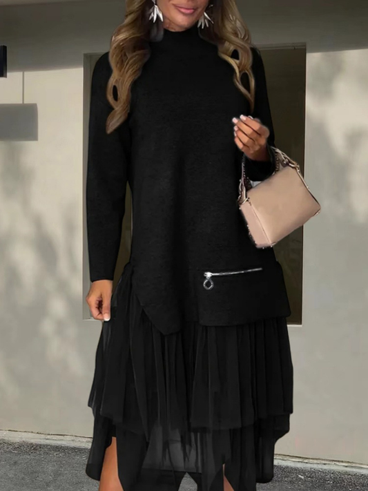 Luceria | Lässiger, modischer langer Rock mit Mesh-Spleiß