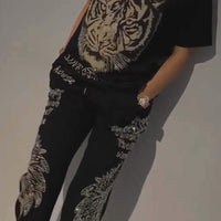 Ozria | Glamouröses Tiger-Trainingsanzug-Set