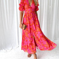 Dissa | Rotes Maxikleid in Roséton