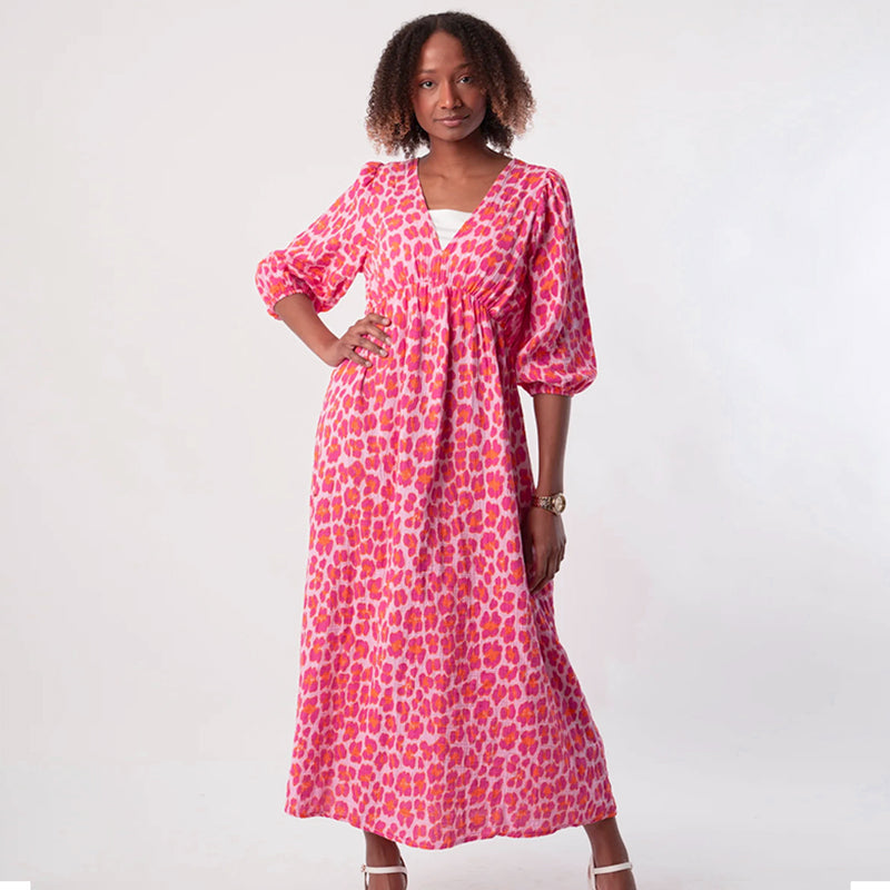 Annie | Kleid mit V-Ausschnitt und Print