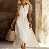 Lyra | Klassisches und bequemes ärmelloses Maxikleid