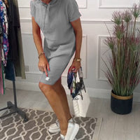 Nyla | Bequemes kurzärmeliges Freizeitkleid mit Kapuze