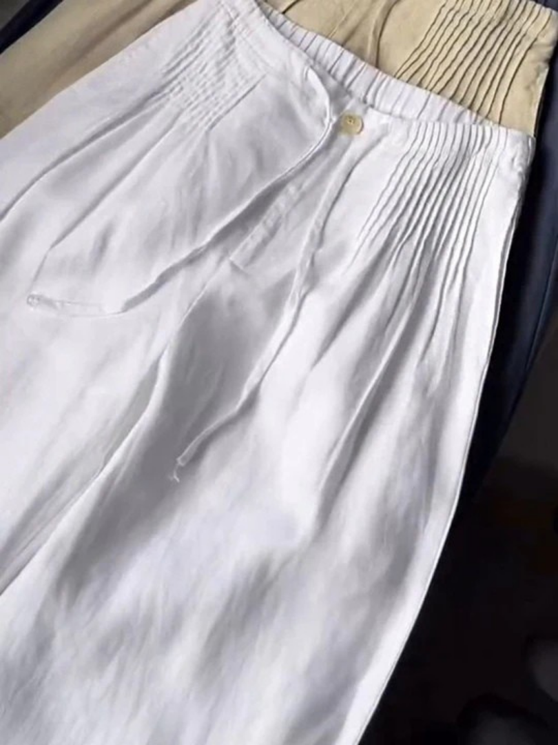 Janissa | Weite Hose aus Baumwoll-Leinen-Mix