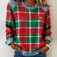 Carlen | Stilvolles Sweatshirt mit Patchwork-Karomuster