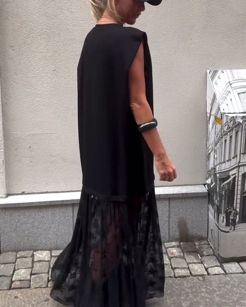 Milani | Patchwork Kleid, ärmellos & aus Mesh