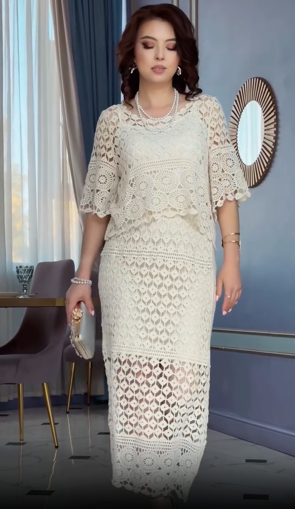 Dalyn | Elegantes Retro-Set mit Spitzen-Ärmeln