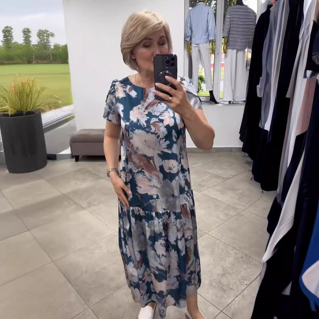 Sharaj | Elegantes Sommerkleid aus blumiger Baumwolle und Seide