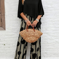 Myra™ | Modisches asymmetrisches Damenoberteil mit eleganter bedruckter Hose im Set